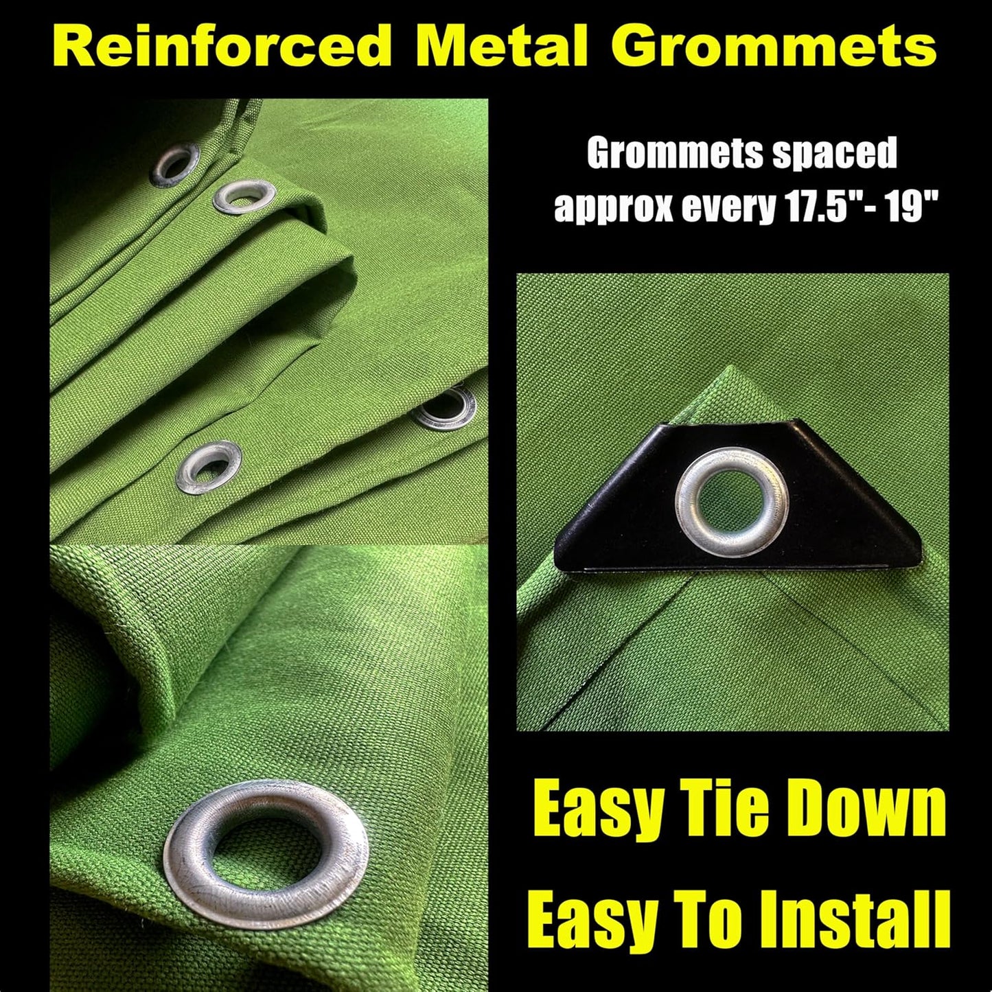 2 Pack Heavy Duty Canvas Tarp 4x8 Feet 16oz Water-Resistant Canvas Cover with Grommets，Tear Resistant, Durable, Multipurpose Protective Green Tarp for Camping, Tent, Car