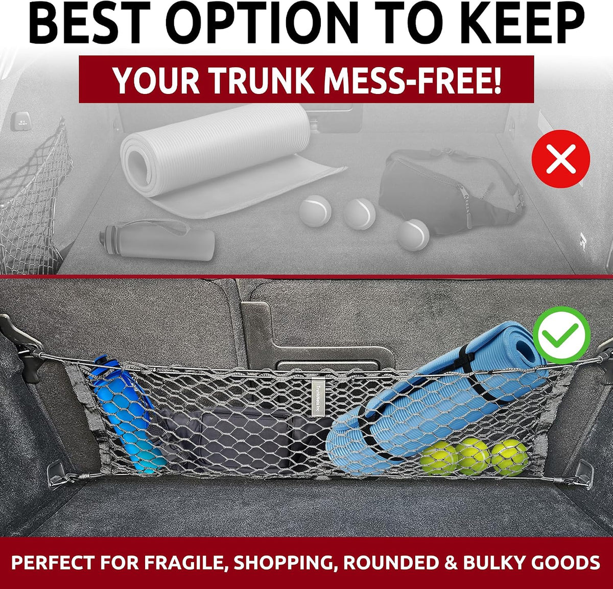 Back Seat Style Automotive Elastic Trunk Mesh Cargo Net for Volvo XC60 2017-2025 - Premium Trunk Organizer and Storage - Luggage Net for Crossover- Best Car Organizer for Volvo XC 60