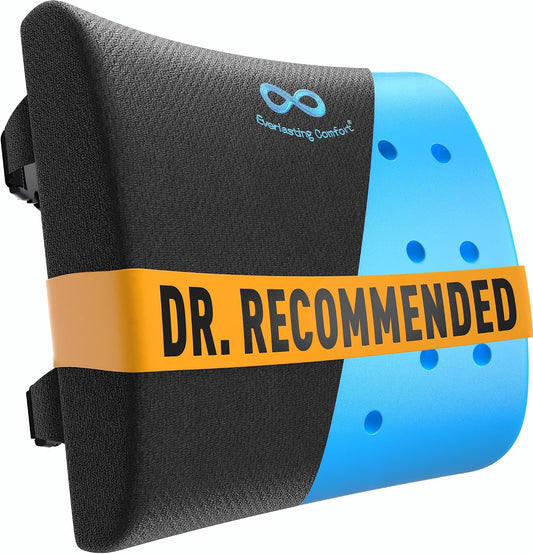 Everlasting Comfort The Original Lumbar Support Pillow for Office Chair - Improves Posture, Promotes Back Pain Relief - Superior Back Support for Gaming and Desk Chairs - Lumbar Pillow for Car, Couch