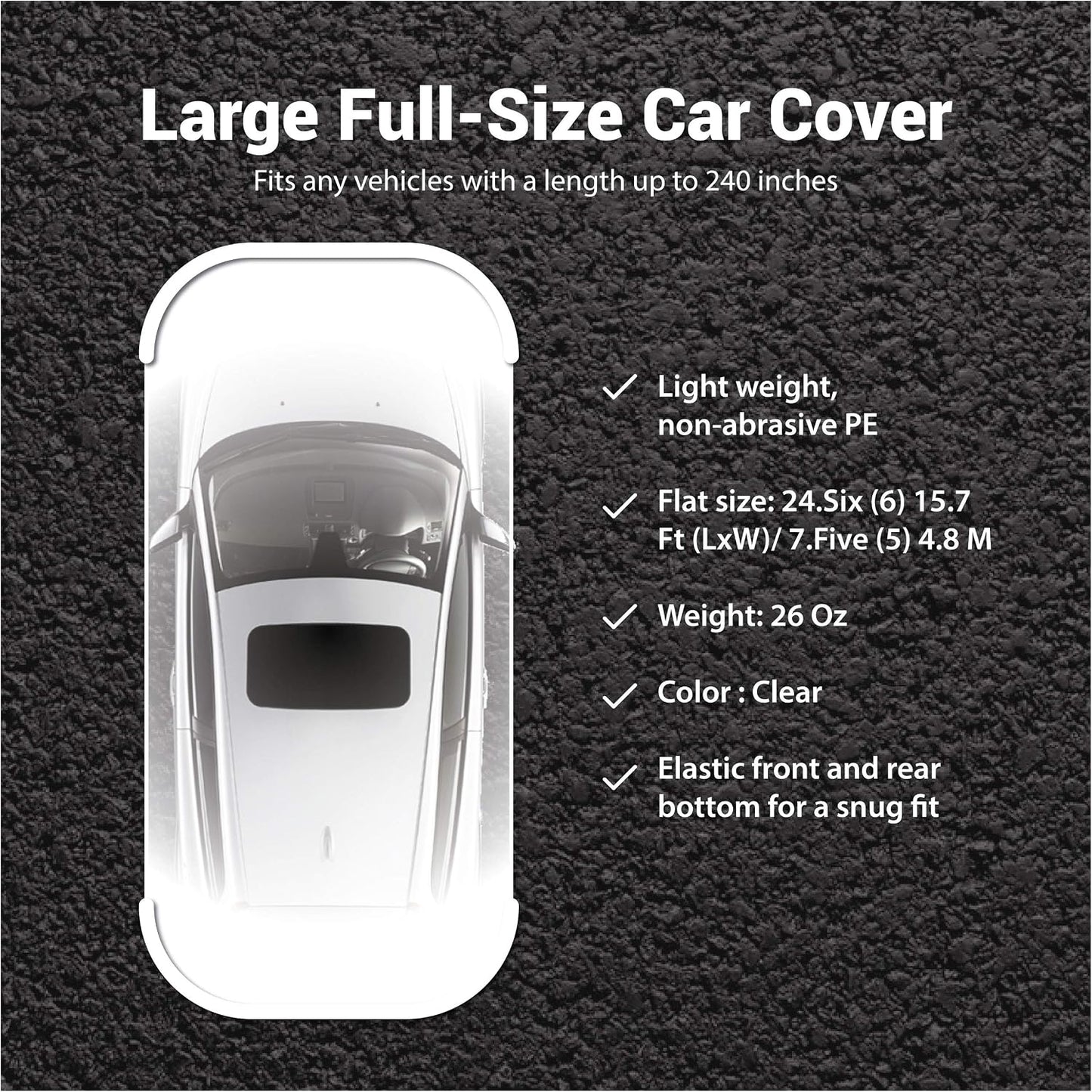 West Lake Universal Clear Disposable Car Cover for SUV, Sedan, Sport Cars, Antique Cars up to 22' x 12'