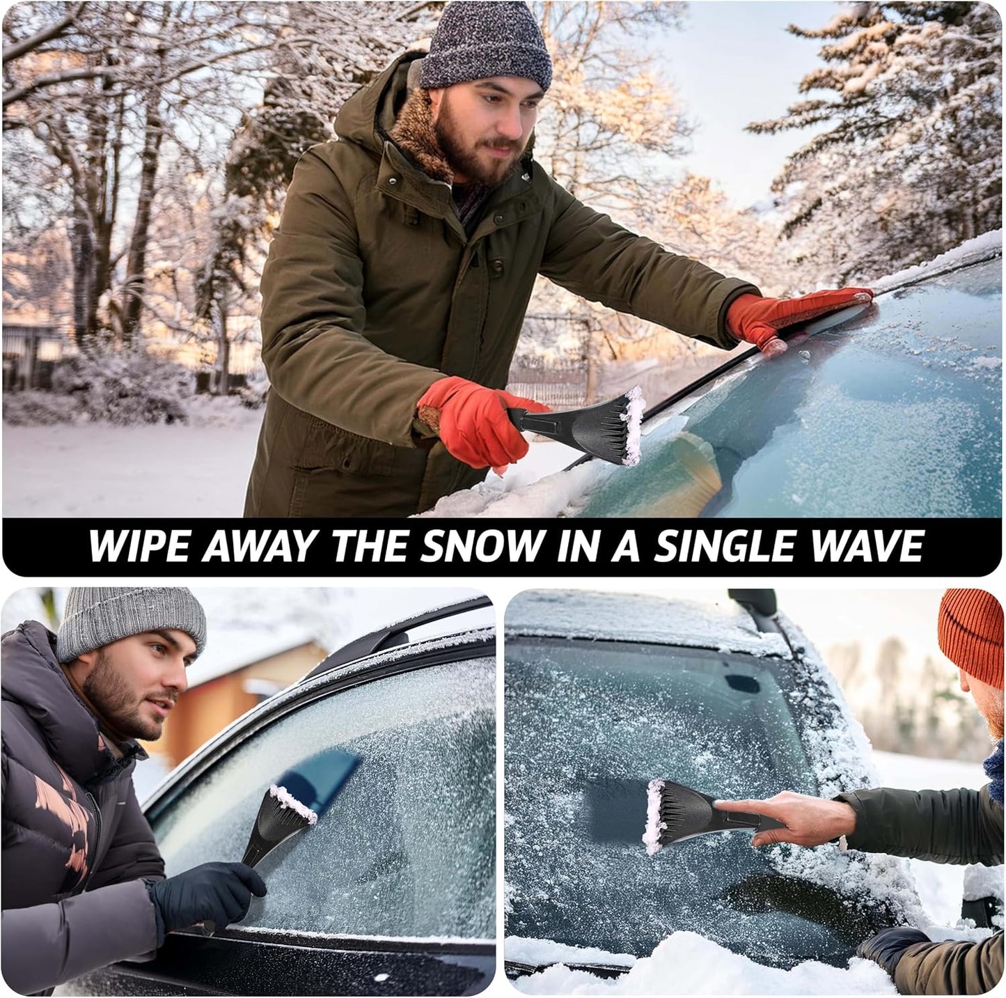 EcoNour Ice Scraper for Car Windshield | Snow Scraper for Car to Remove Snow, Frost, and Ice | 1 Pack Ice Sweeper for Car Windshield with Foam Handle for Perfect Grip | Frost Removal Accessories