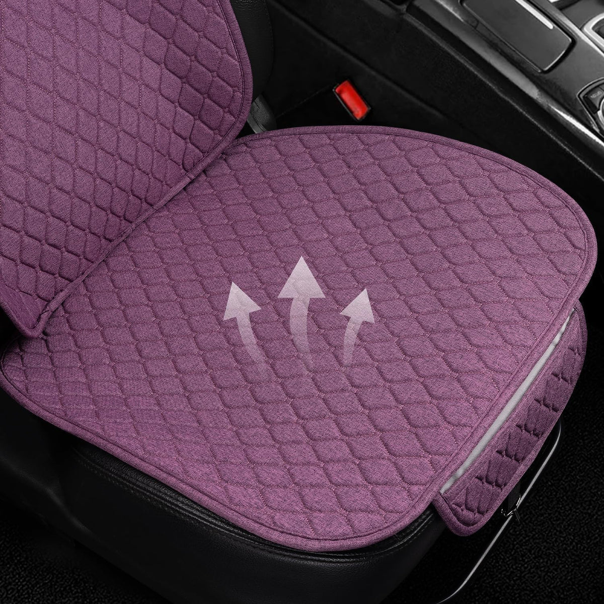 1 Pack Linen Car Seat Cover Front Seat Covers Soft & Breathable Front Premium Covers with Non-Slip Protector Universal Fits Most Automotive, Vans, SUVs, Trucks (1Pack Purple)
