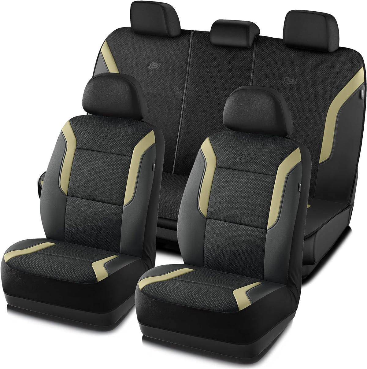 Skechers Memory Foam Car Seat Covers, Air Cool Mesh Thick Seat Covers, Gray Two Front Car Seat Protector, Airbag Compatible, Automotive Comfort & Protection for Most Cars, Van,Trucks, SUV,Grey
