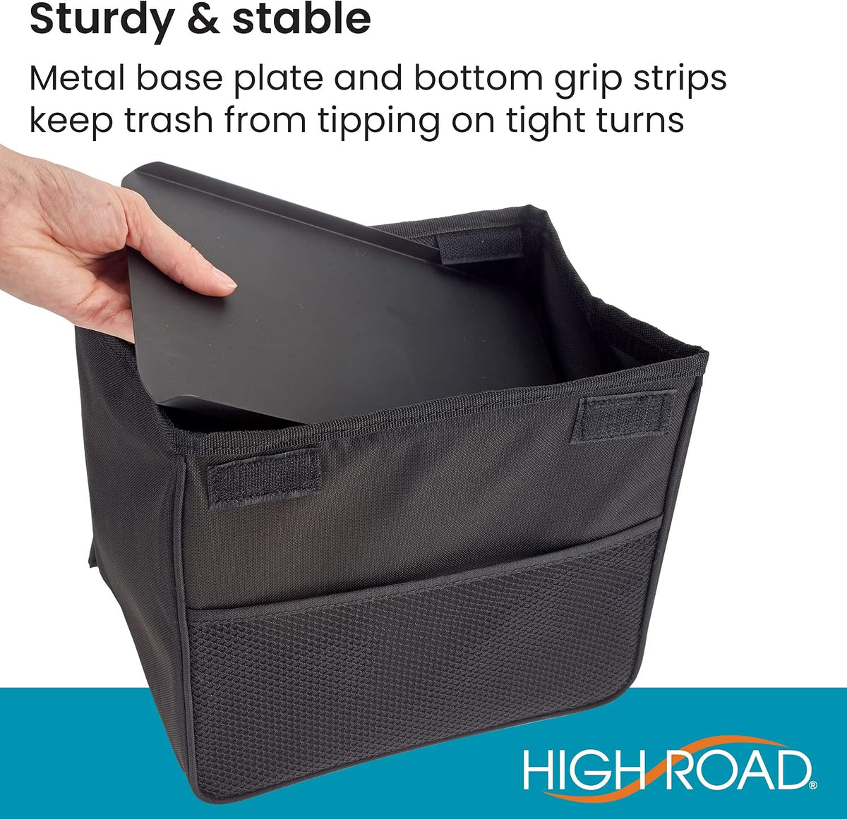 Weighted Car Trash Can with Lid, Storage Pocket and Leakproof Liner
