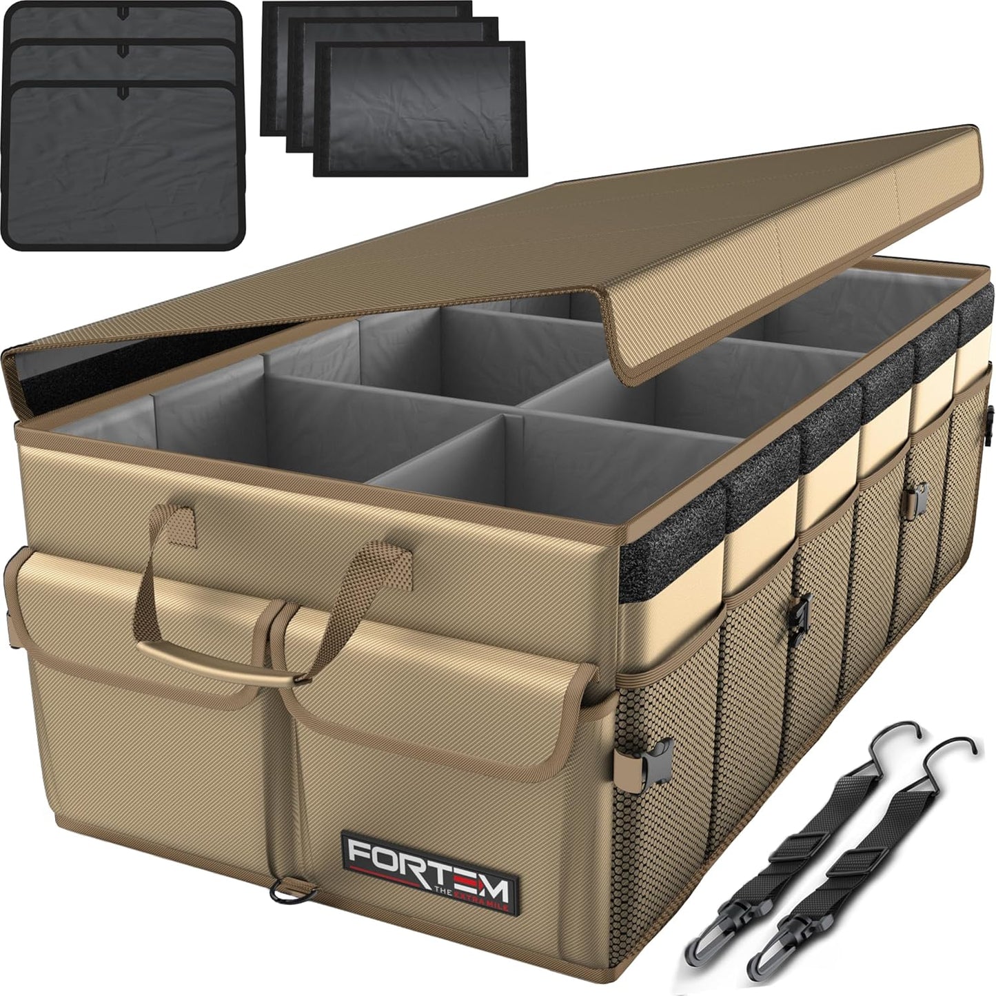 FORTEM Trunk Organizer For SUV Car Trunk Organizer, Foldable Storage, Car Accessories for Women Men, Collapsible Bag, 600D Oxford, Non Slip Bottom, Straps, Soft Cover (50L)