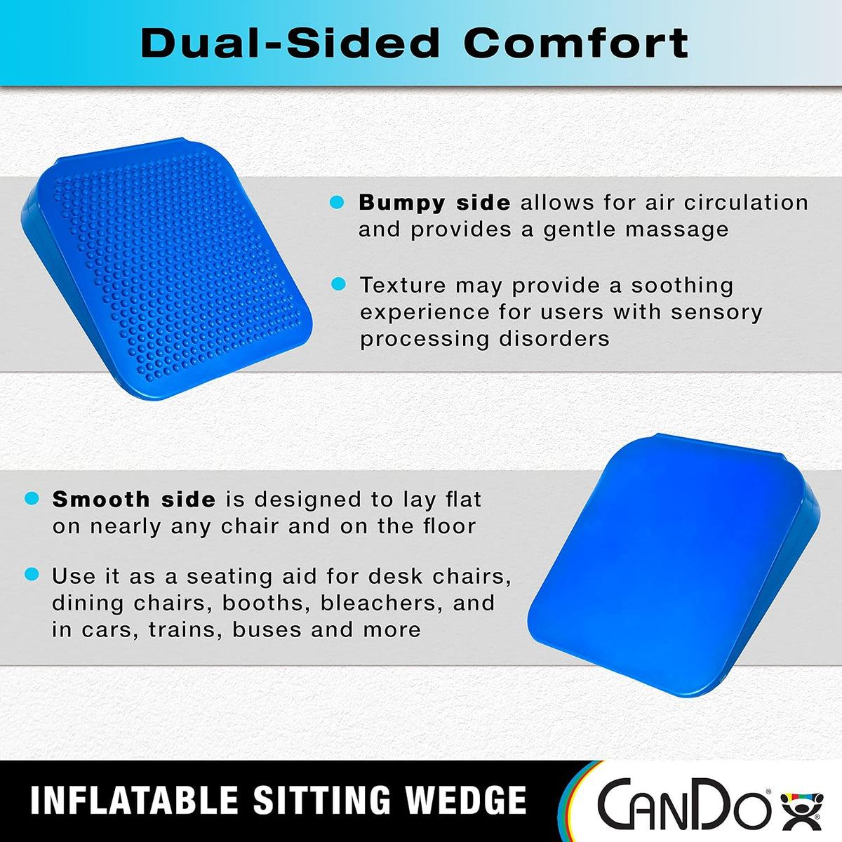 CanDo Sitting Wedge Active Seat Wobble Cushion for Posture, Back Pain, Restlessness, Stress Relief and Anxiety, Child Size, 10" x 10"