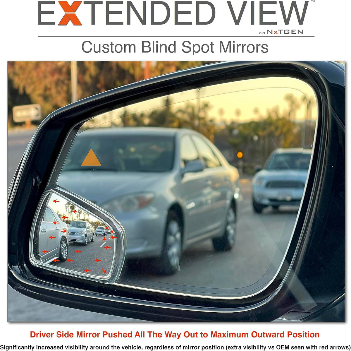 NXTGEN Custom Blind Spot Mirrors - Compatible with 2020-Present Toyota Supra MKV With Blind Spot Monitoring - Extended View - 2 Piece Set (Left & Right)
