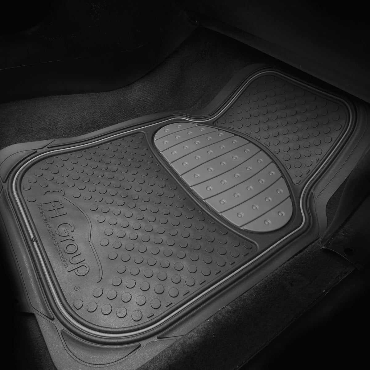 FH Group Car Floor Mats - Heavy-Duty Rubber Floor Mats for Cars, Universal Fit Full Set, Trimmable Automotive Floor Mats, ClimaProof Floor Mats For Most Sedan, SUV, Truck Floor Mats Gray