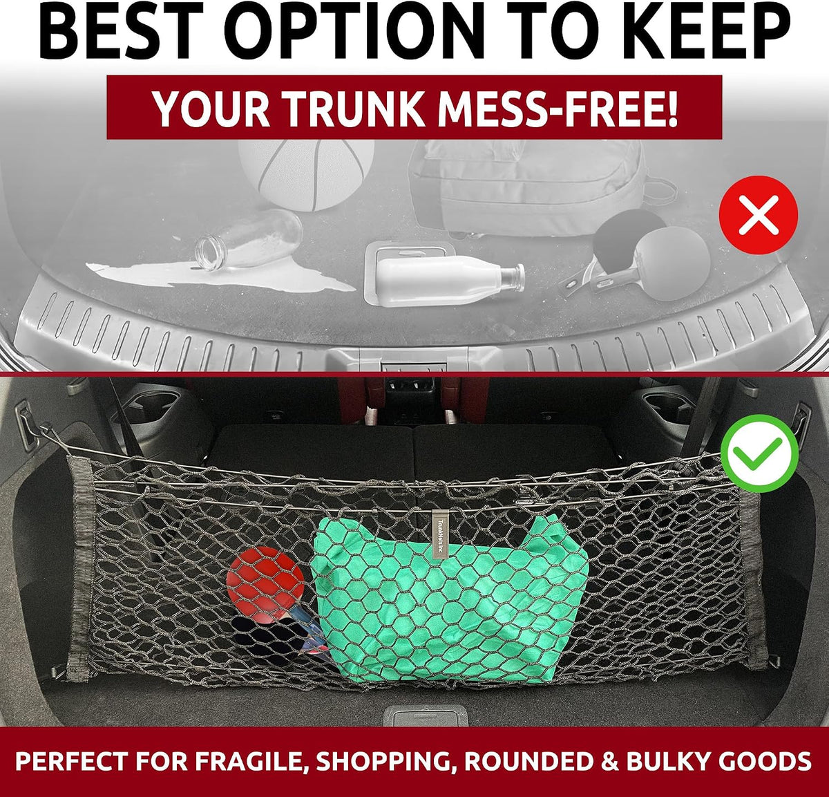 Envelope Style Automotive Elastic Trunk Mesh Cargo Net for Mazda CX-9 Sport Touring 2016-2023 - Premium Trunk Organizers and Storage - Luggage Net for SUV - Best Car Organizer for Mazda CX9 TC