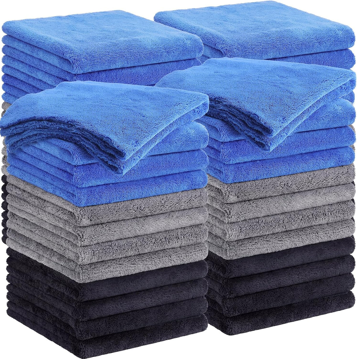 Shimeyao 20 Pcs 16 x 16 Inch Edgeless Microfiber Plush Towels for Cars Detailing Drying Wash Polishing Absorbent Cleaning Cloths, 500 GSM (Dark Blue)