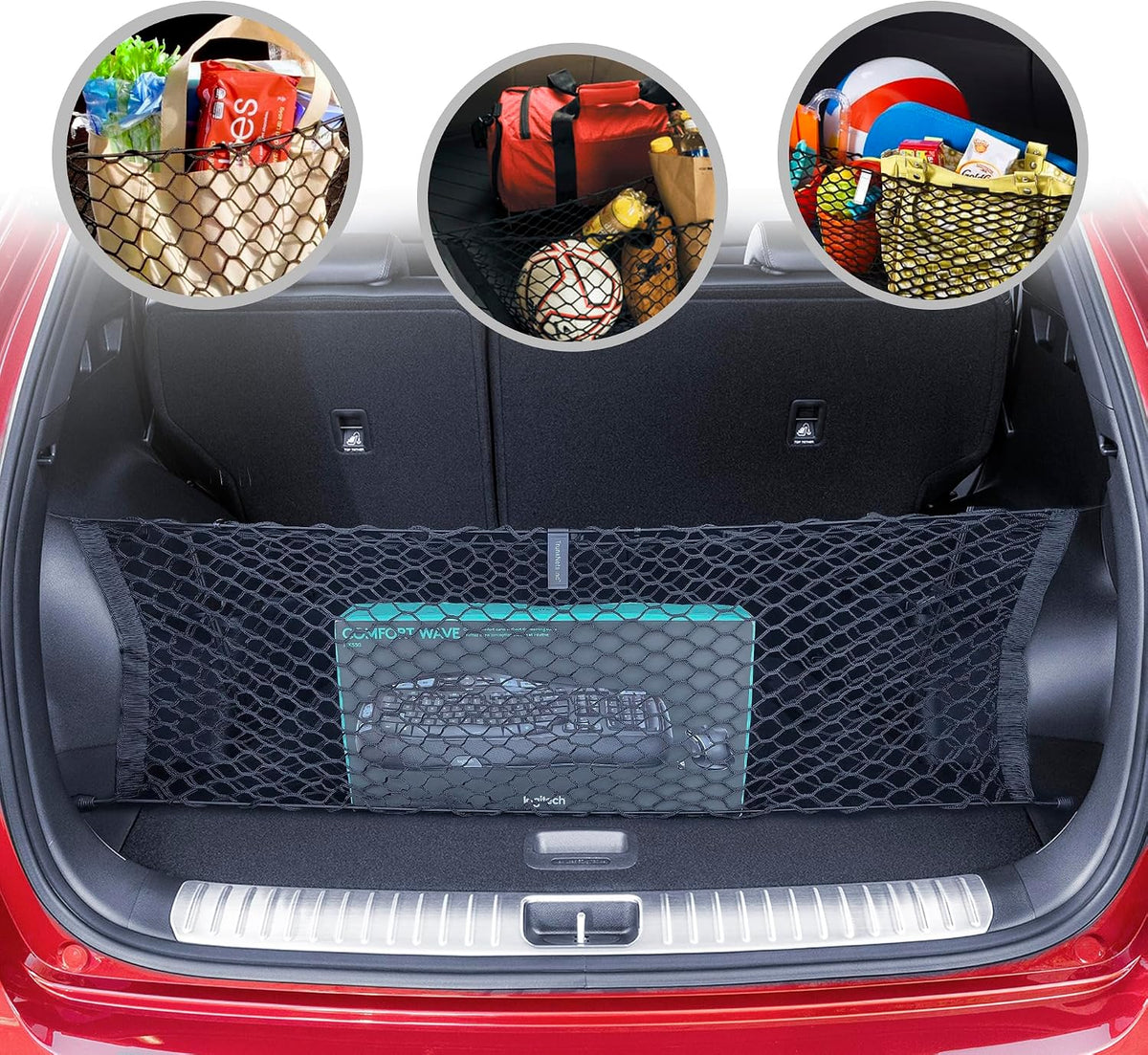 Envelope Style Automotive Elastic Trunk Mesh Cargo Net for Kia Sportage LX EX SX X-Line 2023-2026 - Premium Trunk Organizer and Storage - Luggage Net - Best Car Organizer for Kia Sportage