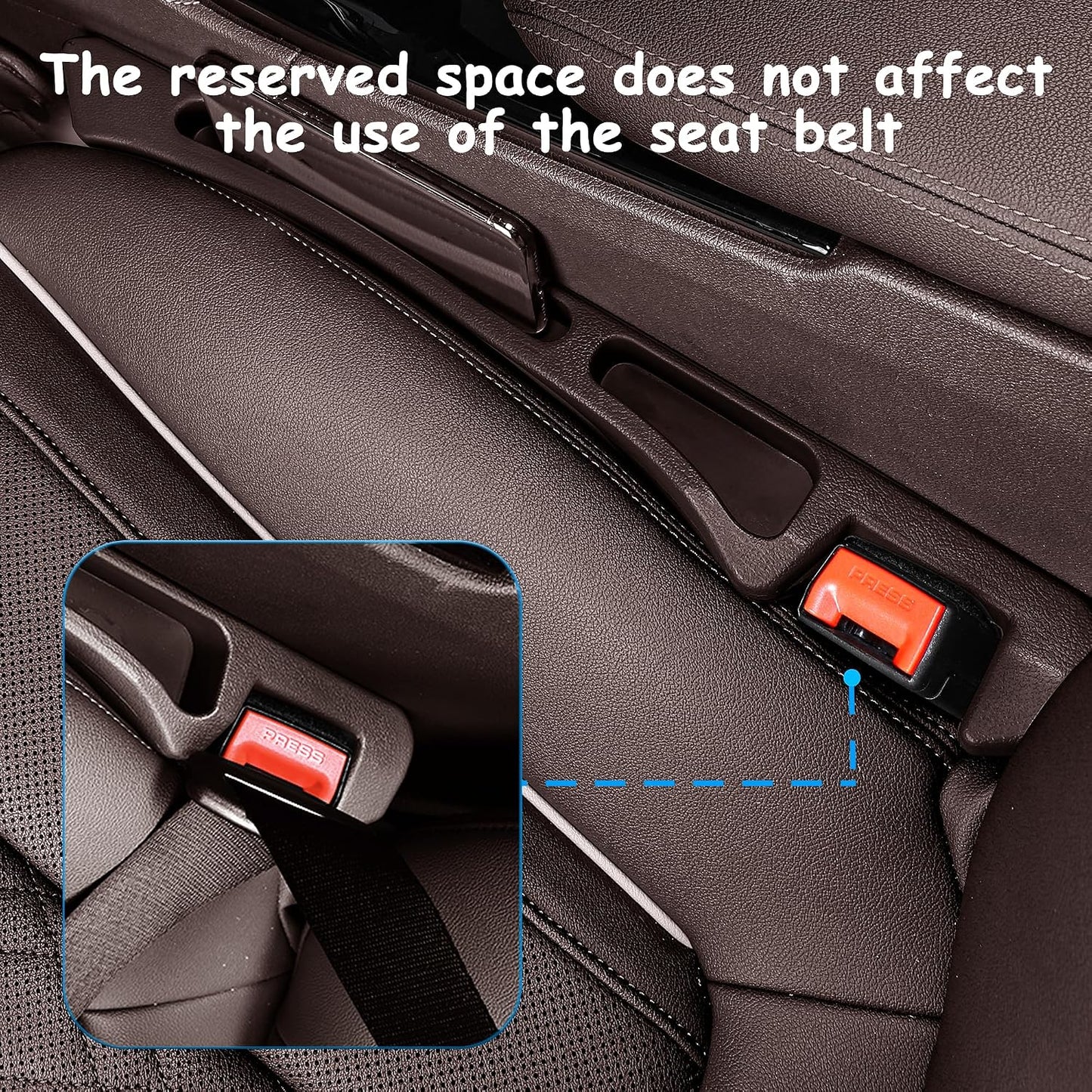 Car Seat Gap Filler Organizer with Dual Slots, 2 Pack Anti-Drop Storage Solution for Car SUV Truck - Prevents Phone, Keys, Wallet from Falling Between Seats (Brown)