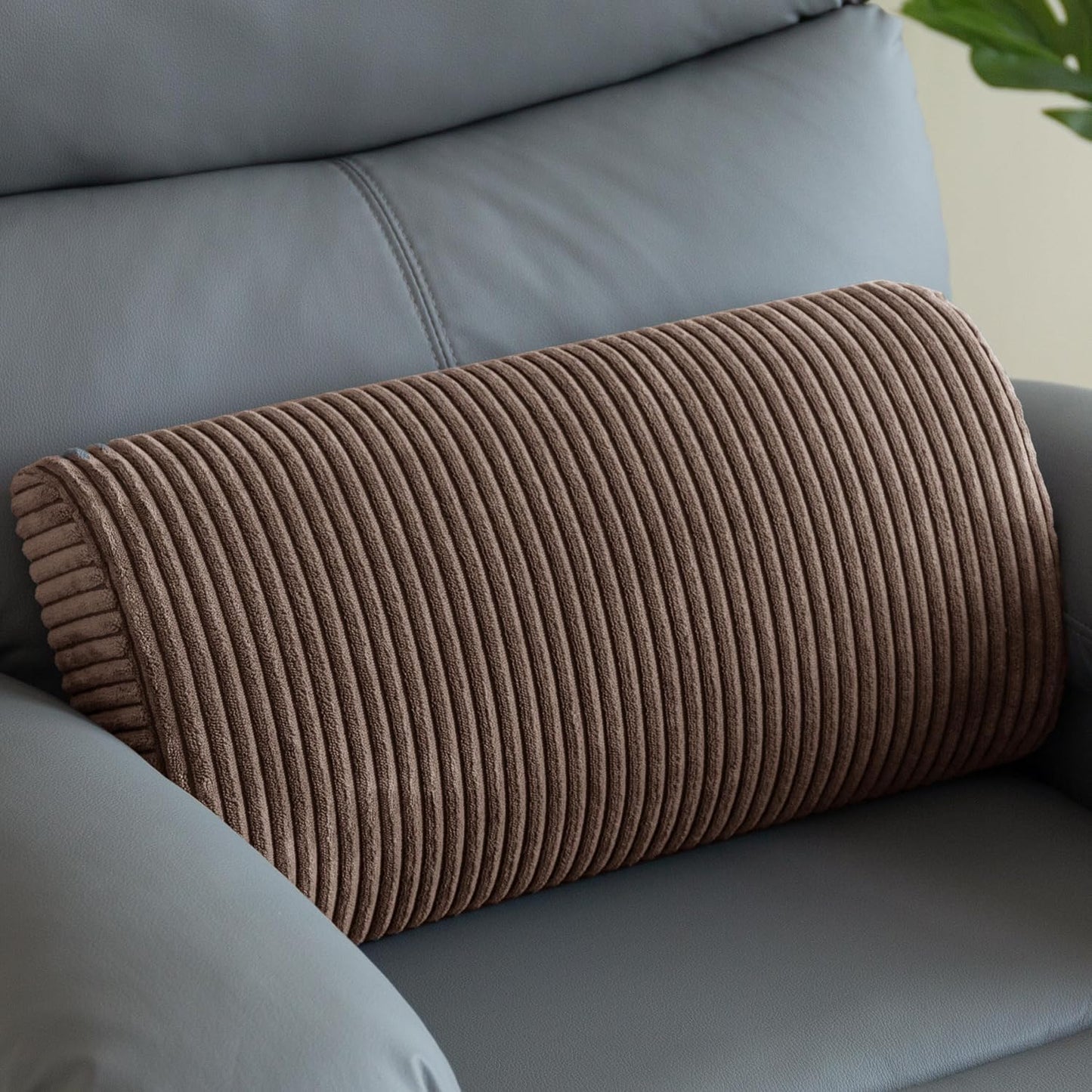 HIGOGOGO Lumbar Support Pillow for Recliner Chair/Accent Chair/Couch, Memory Foam Back Support Cushion for Elderly, Recliner Cushions for Back Rest, Pain Relief, Reading, Washable Cover, Brown