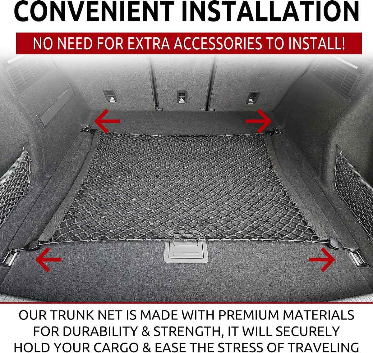 Floor Style Automotive Elastic Trunk Mesh Cargo Net for Audi Q5 Premium Prestige 2018-2025 - Premium Trunk Organizers and Storage - Luggage Net for SUV- Best Car Organizer for Audi Q 5