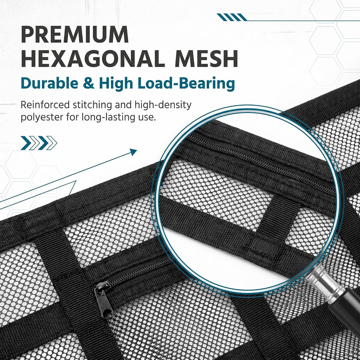 1 PC Car Ceiling Cargo Net, Double Layer Mesh Roof Storage Bag, 31.5" x 21.6" Overhead Organizer with 4 Straps, Universal for Most Cars, Trucks, SUVs (Black)