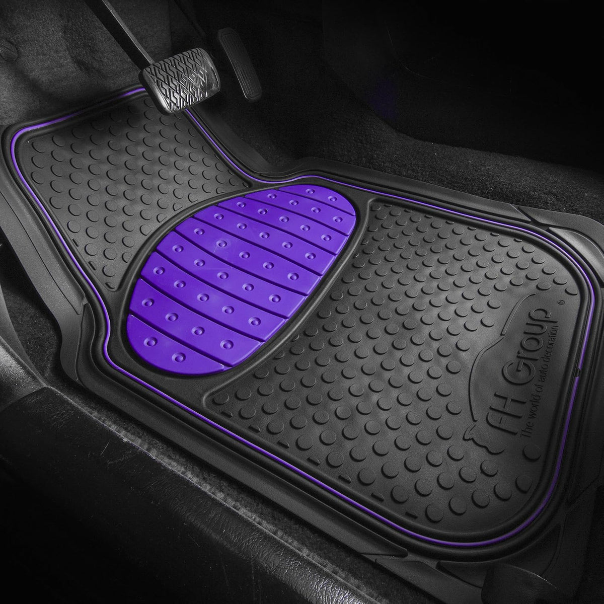 FH Group Car Floor Mats - Heavy-Duty Rubber Floor Mats for Cars, Universal Fit Full Set, Trimmable Automotive Floor Mats, ClimaProof Floor Mats For Most Sedan, SUV, Truck Floor Mats Purple