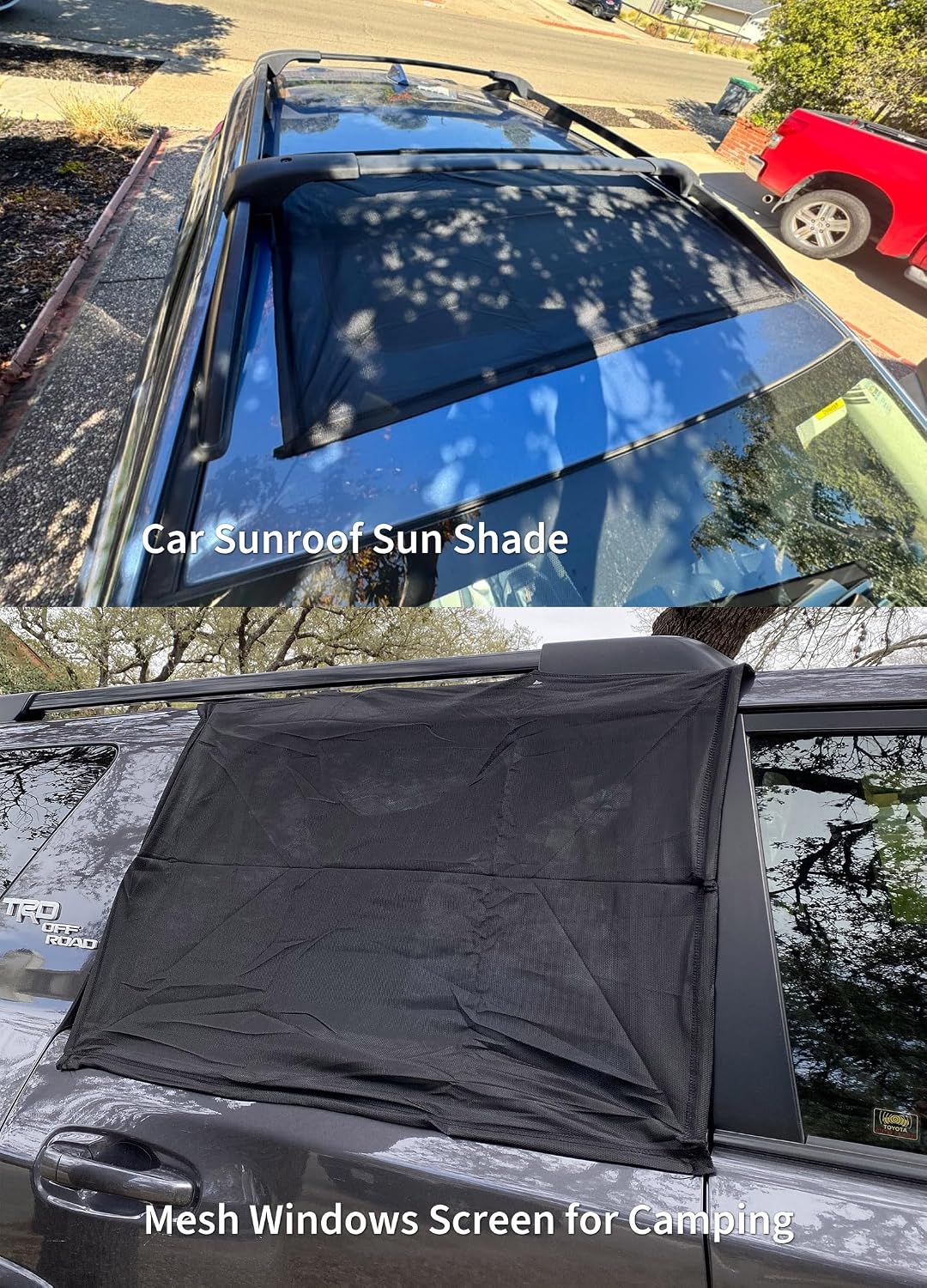 Magnetic Sunroof Sunshade Mesh Screen for Car Camping Essentials,UV Protection Screen for Moonroof & Side Windows,Quick Install,Breathable Roof Cover Fits SUV, Truck Van Sleeping Overnight