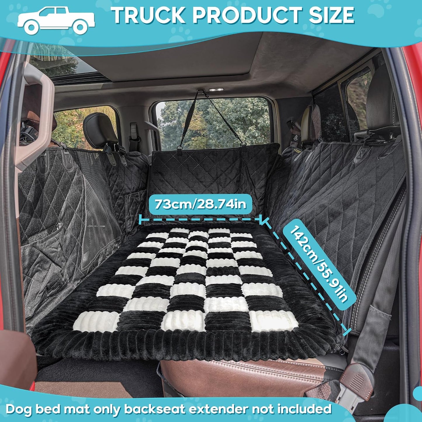 Dog Car Bed Mat Non-Slip Backseat Extender Dog Bed 56" x28.7" | Travel Bed for Dogs，Chew-Resistant, Easy Clean & Scratch-Proof, Comfort Design, Fits Trucks/Sedans/SUVs