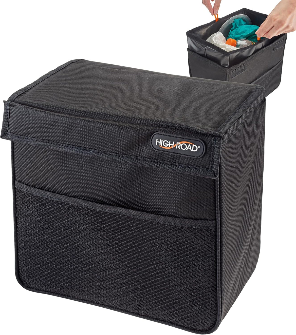 Weighted Car Trash Can with Lid, Storage Pocket and Leakproof Liner