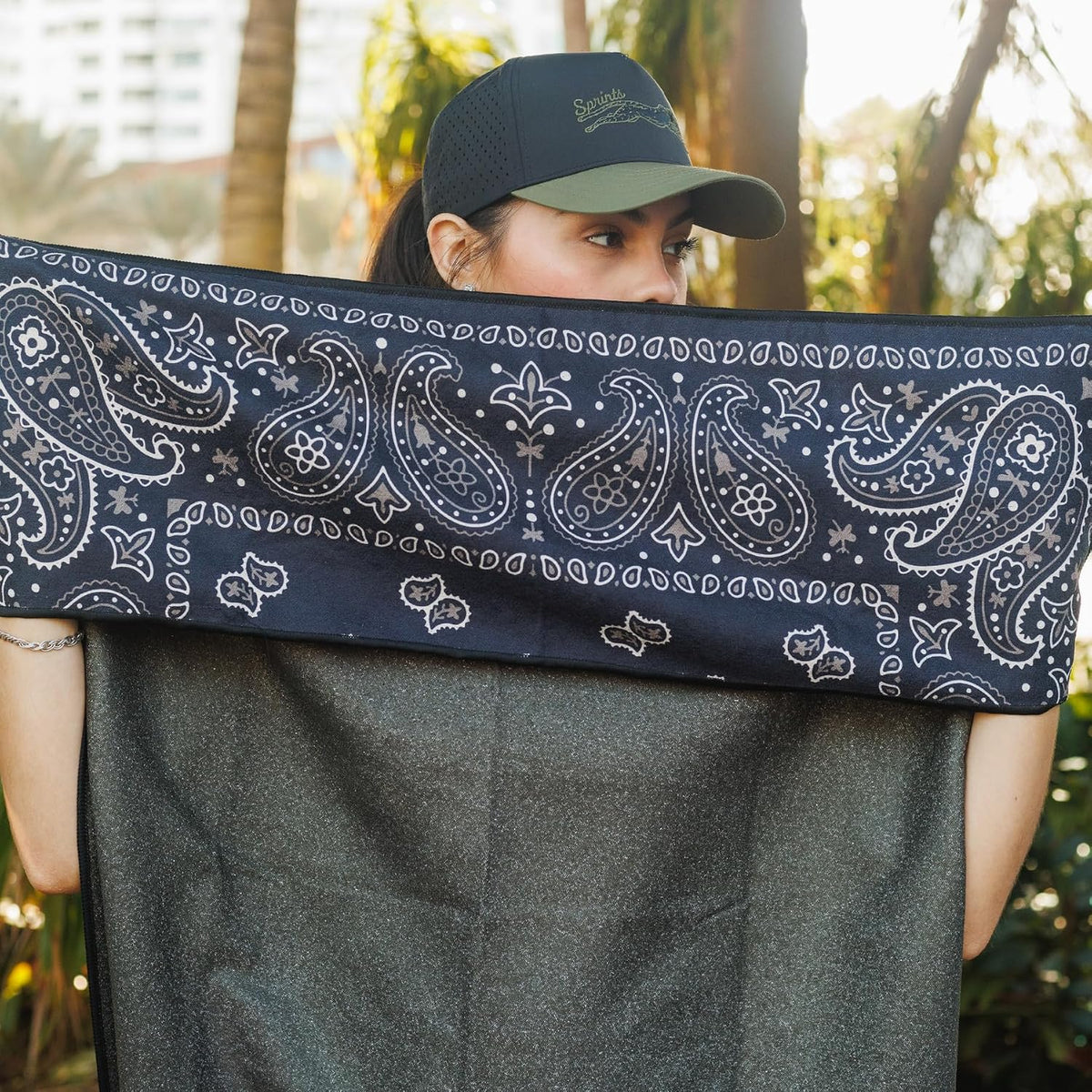Sprints Athletic Running Towel, Full-Sized, Car Seat Cover - Performance Microfiber (Paisley Probs)