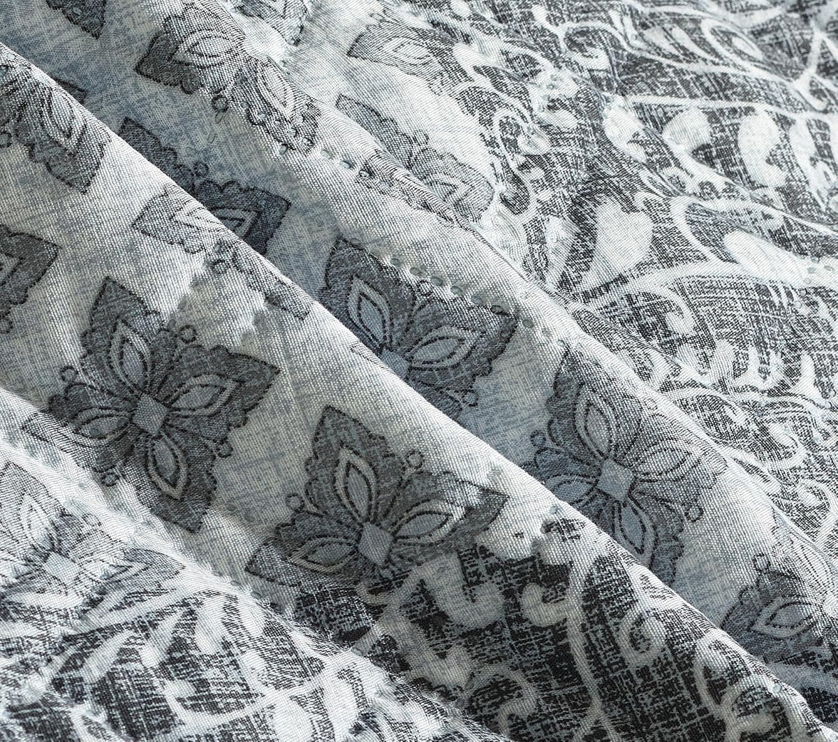Brilliant Sunshine Grey Flowers Patchwork Couch Armrest Cover, 35"×13"