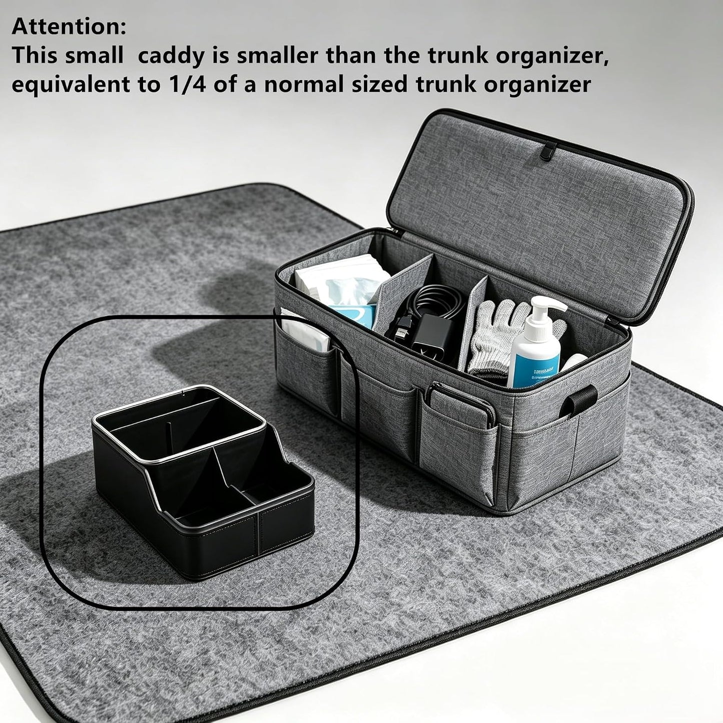 Car Storage Organizer Between Seats,Center Console Armrest Storage Box Back Seat Organizer with Small Compartment Car Interior Storage Box,Cup Holder Tray with Non-slip Mat(Black)