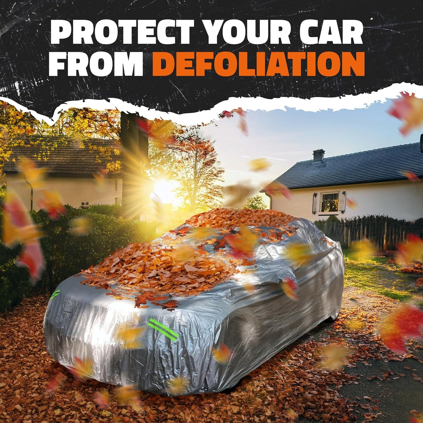Mockins 200"x75"x60" 190T Polyester Soft Large Car Cover for Sedan Defense | Outdoor & Indoor Car Covers for Automobiles with Buckle Strap| Full Exterior Covers for Snow, Frost, UV, Dust & Light Rain