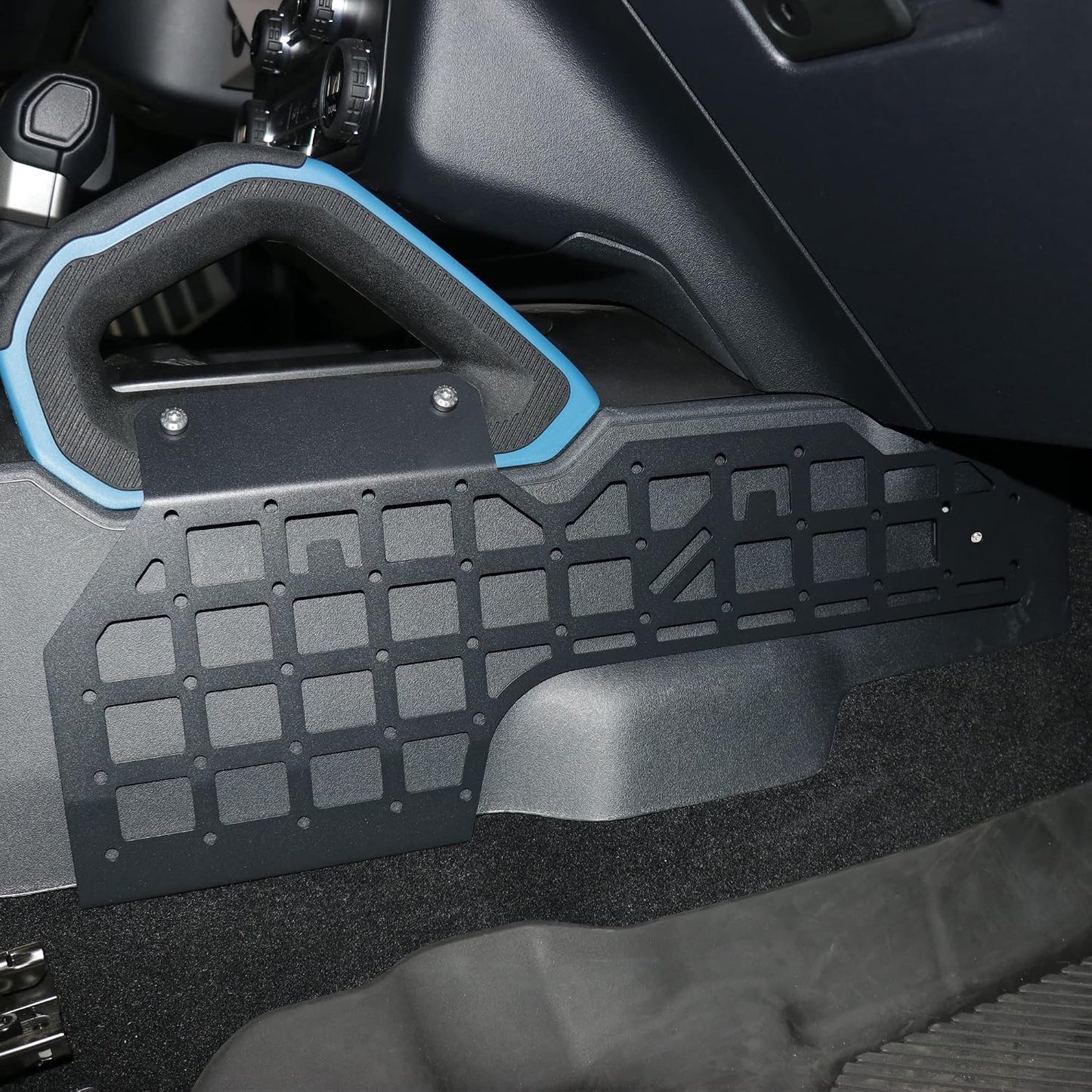 Molle Panel for 2021 2022 2023 2024 2025 Ford Bronco 2/4 Door Interior Accessories Center Console Storage Passenger Side Grid Plate Organizer Gear Shifter Right Side Hanging Steel Rack, Black