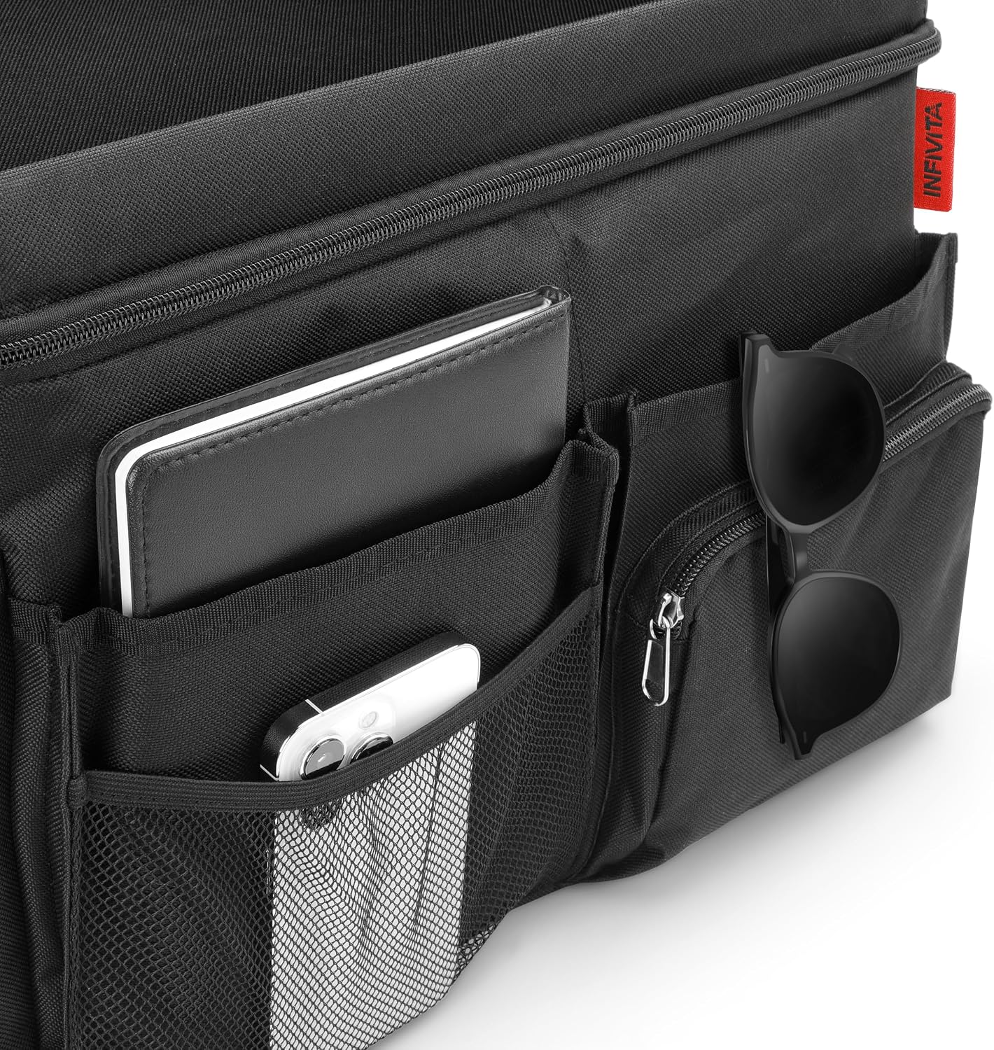 Waterproof Car Organizer with Lid, Car Cooler Bag with Cup Holder and Tissue Box