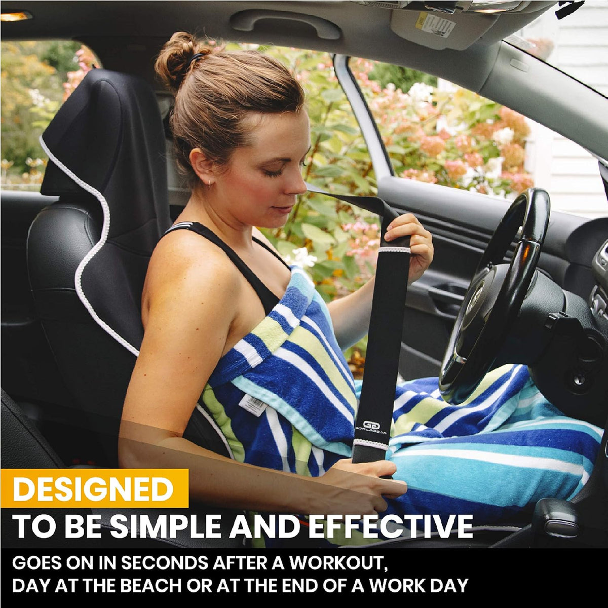 Gorla Gear Beige Premium Universal Fit Waterproof Stain Resistant Tan Khaki Car Seat Cover Neoprene Non-Slip Bucket Seat Dog Sweat Proof Protector Save Your Leather Cloth Seats Van Truck SUV Sedan