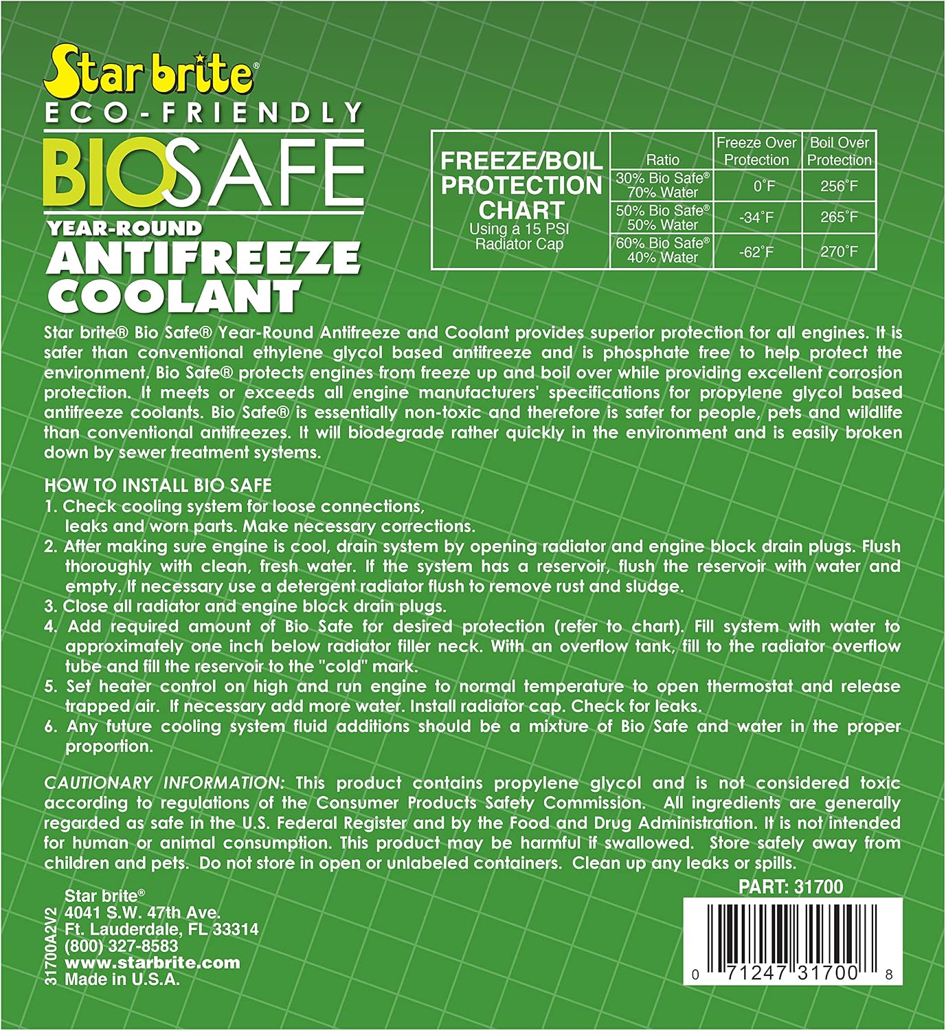 Star Brite BIO-Safe Non-Toxic PG All Year Anti-Freeze/Coolant - Full Strength
