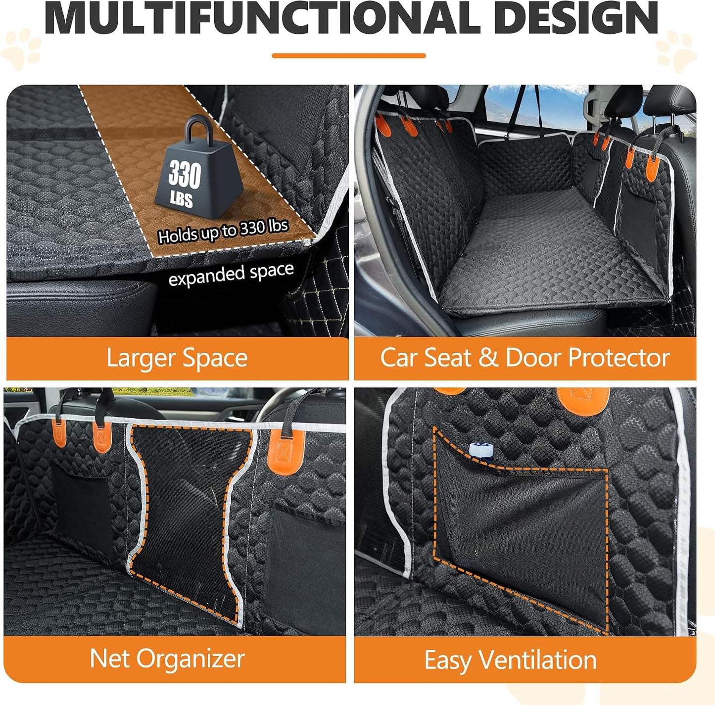ANOSOSPECIAL Back Seat Extender,Dog Car Seat Cover,Waterproof Pet Hammock Travel Bed,Durable Camping Air Mattress,Non Inflatable Car Bed Mattress Easy Clean for Car SUV Truck (Black)