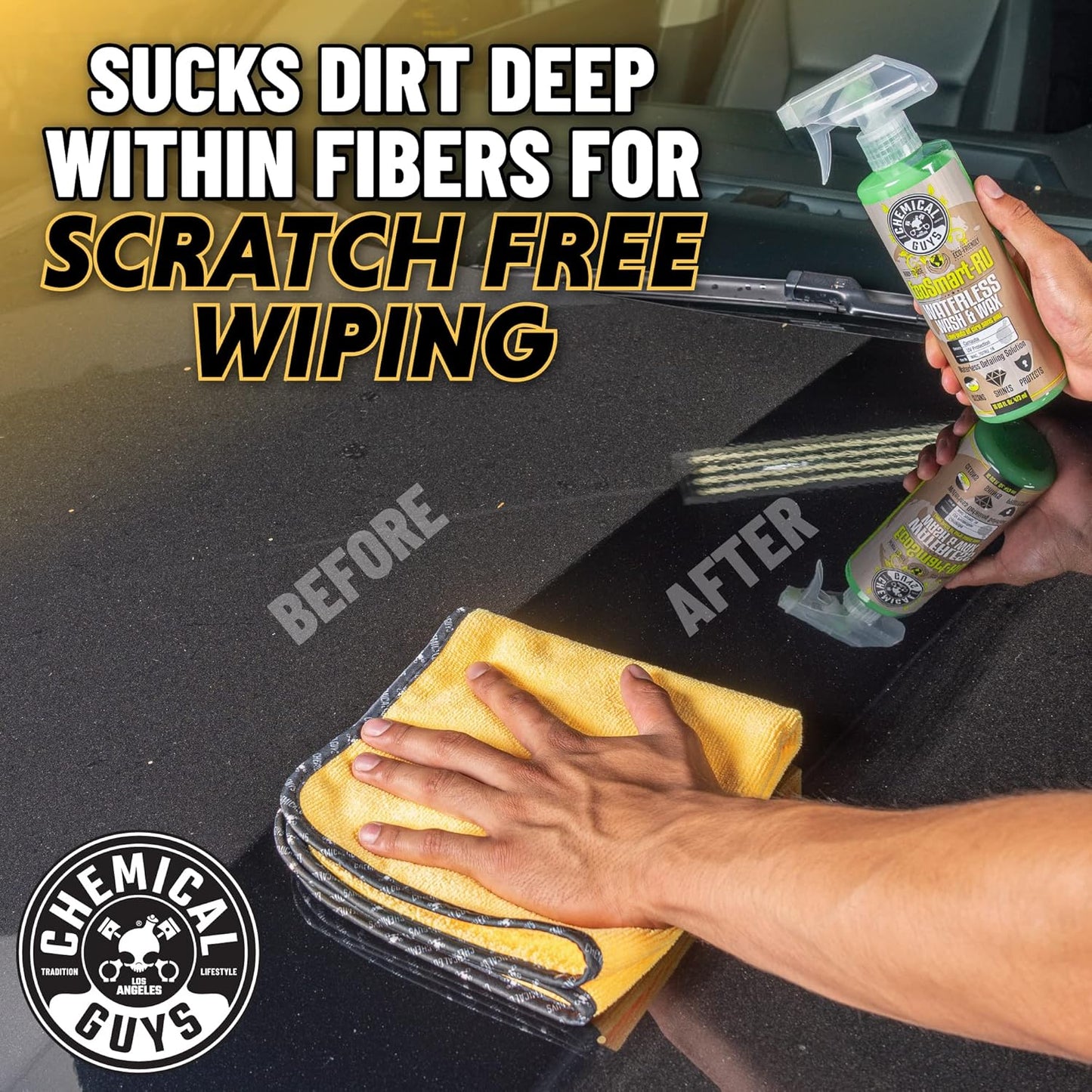 Chemical Guys, Professional Microfiber Towels, 16 x 16 in, Gold, 3 Pack | Ultra-soft, scratch-free towels to buff wax, dry panels and clean glass and interiors, machine washable