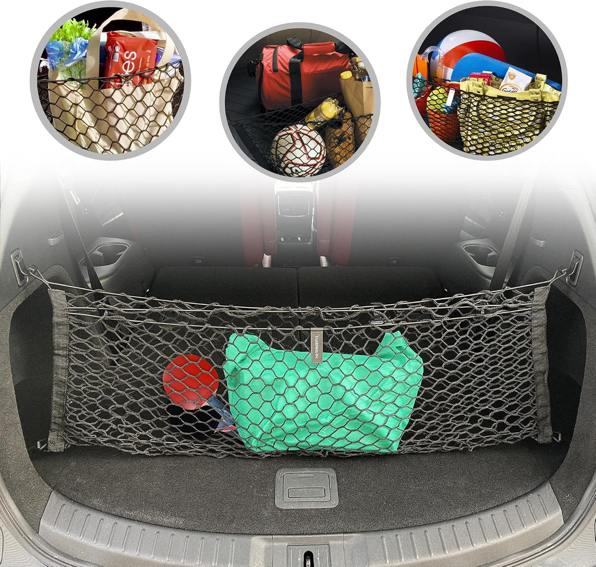 Envelope Style Automotive Elastic Trunk Mesh Cargo Net for Mazda CX-9 Sport Touring 2016-2023 - Premium Trunk Organizers and Storage - Luggage Net for SUV - Best Car Organizer for Mazda CX9 TC