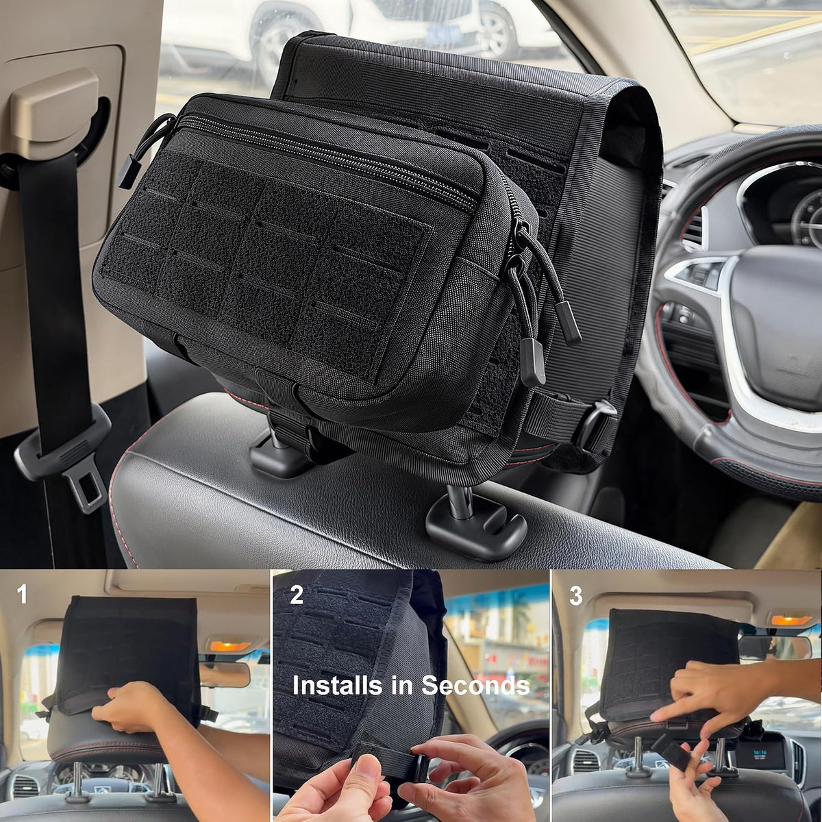 Katadem Car Seat Back Organizer,2 in 1 Detachable Car Headrest Organizer
