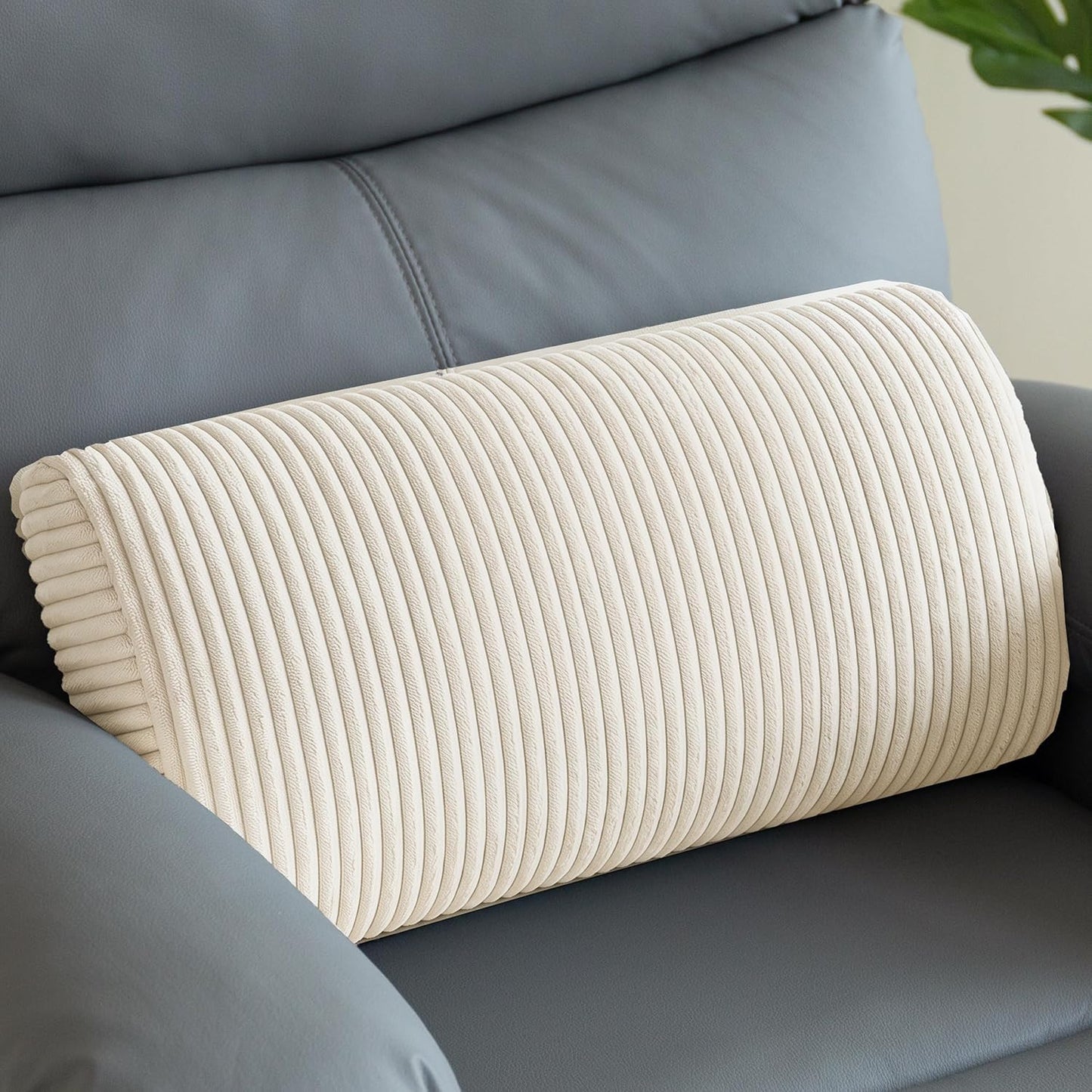 HIGOGOGO Lumbar Support Pillow for Recliner Chair/Accent Chair/Couch, Memory Foam Back Support Cushion for Elderly, Recliner Cushions for Back Rest, Pain Relief, Reading, Washable Cover, Beige