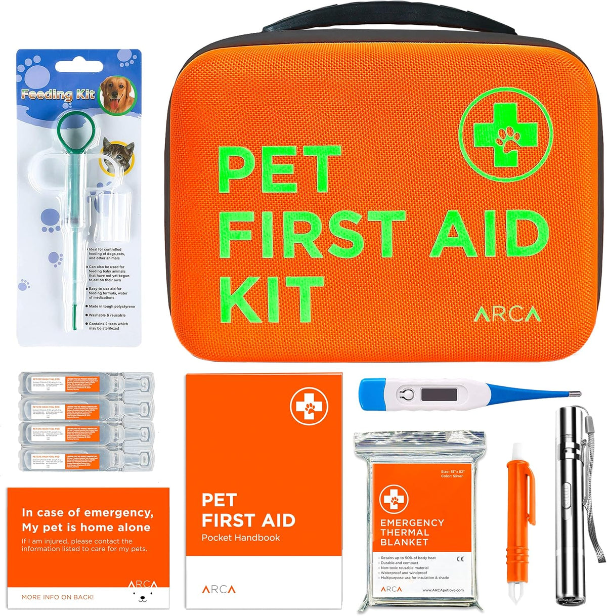 ARCA PET Dog First Aid Kit - Pet Emergency Kit - Water Resistant High Visibility Reflective First Aid Pouch Dog Camping Essentials for Hiking, Backpacking, Sports, Hunting