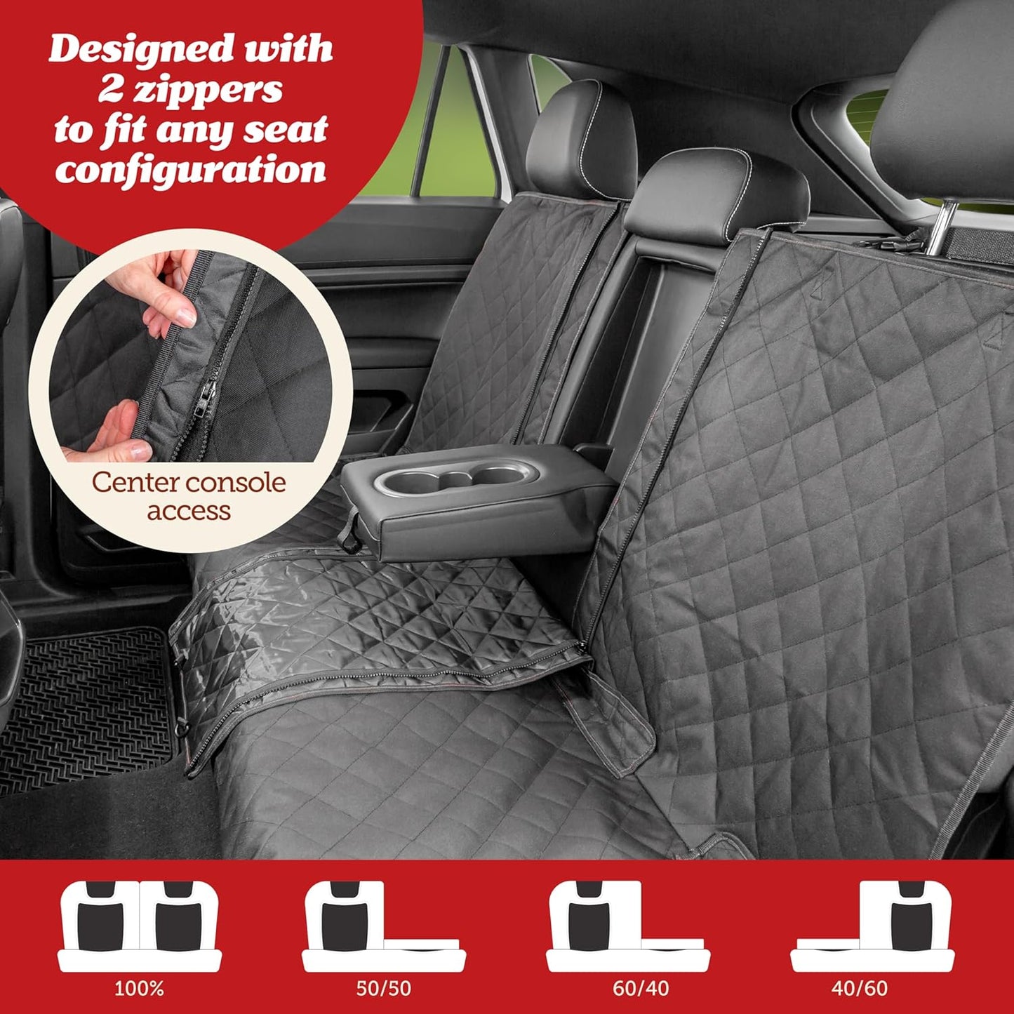 Lusso Gear Car Seat Cover & Protector for Dogs - Non-Slip Waterproof Seat Covers for Trucks & Cars - Universal Fit Dog Backseat Protector - Machine-Washable Pet Travel Accessories - Gray, Large