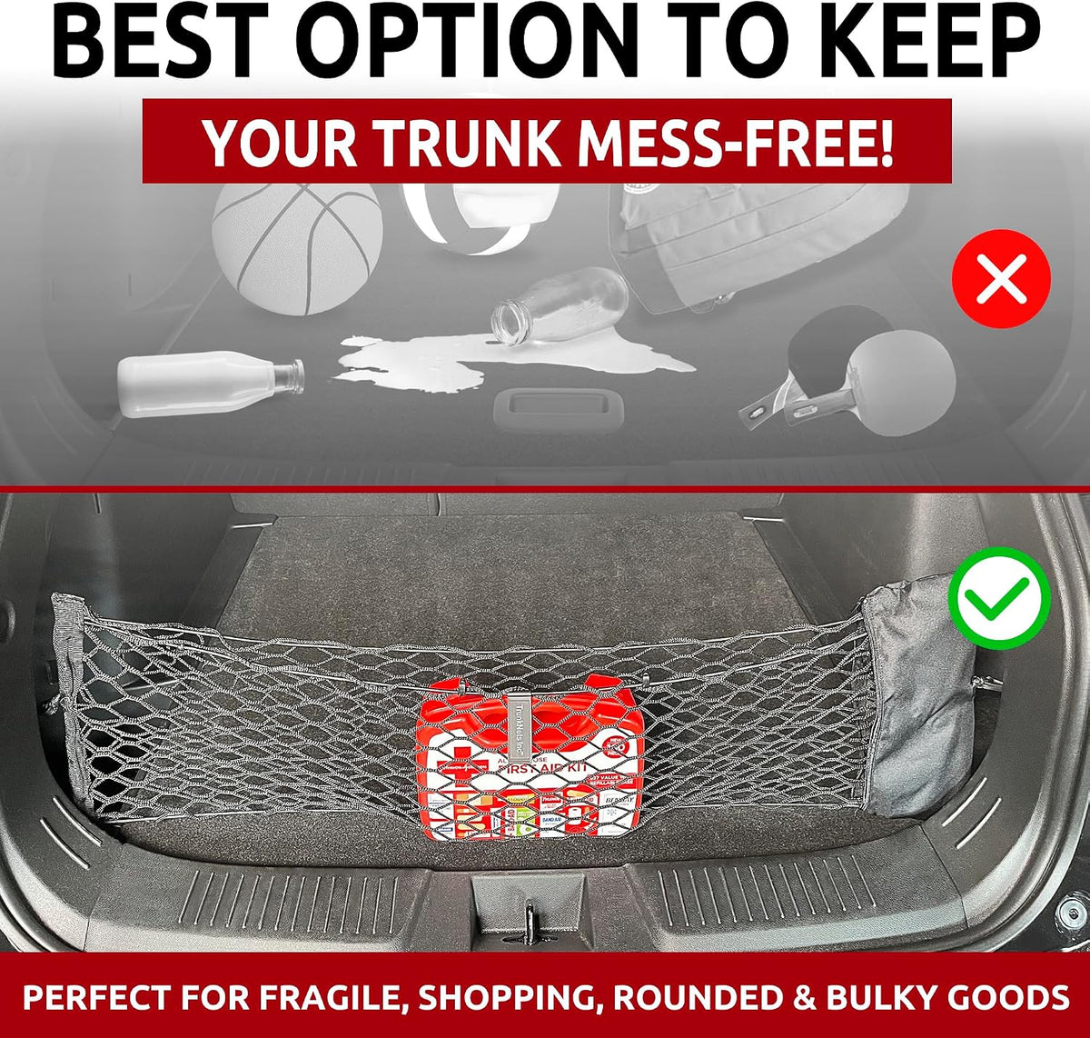 Envelope Style Automotive Elastic Trunk Mesh Cargo Net for Chevrolet Trax 2025-2026 - Premium Trunk Organizer and Storage - Luggage Net for Crossover - Best Car Organizer for Chevrolet Trax