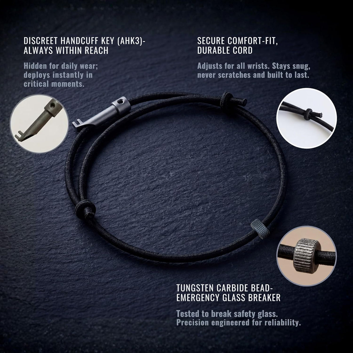 BattlBox Bracelet Car Window Breaker Wrist Strap, Escape Tool Handcuff Key