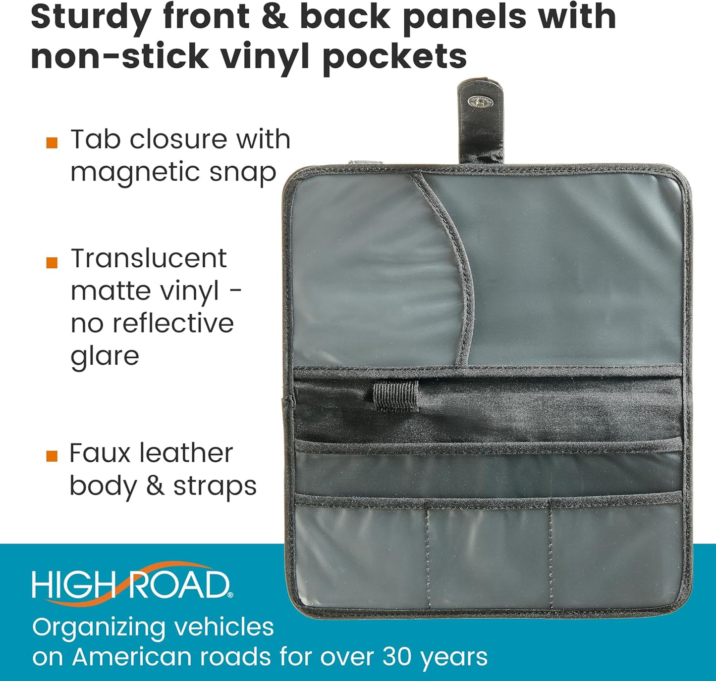 High Road Car Document Holder - Registration and Insurance Card Holder and Car Visor Organizer with 6 Clear Pockets and Pen Loop for Driving Documents, Cards and Paperwork