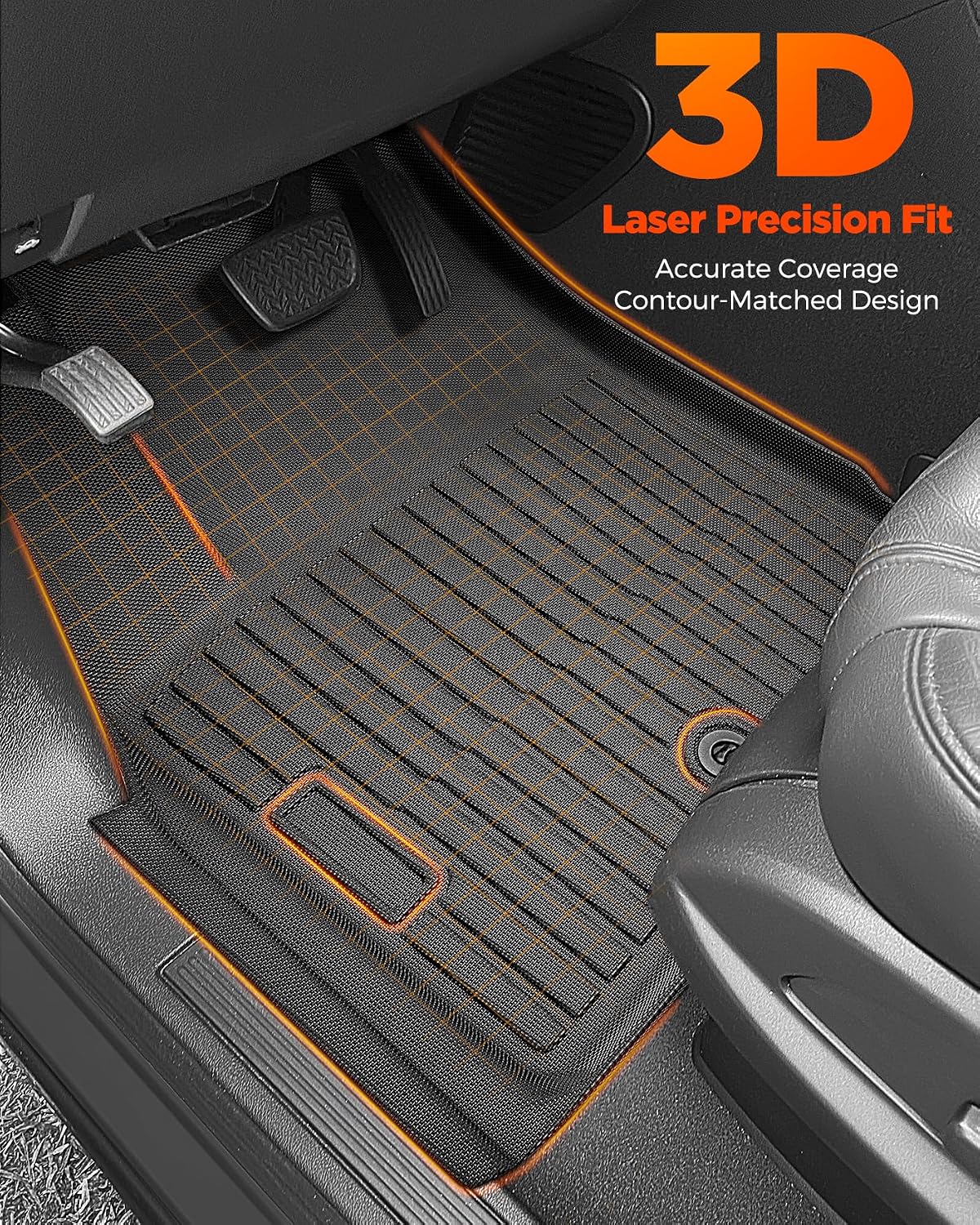 Car Floor Mats for Traverse Enclave: 2009-2017(Only with 2nd Row Bucket Seats) Cargo Trunk Liner, All Weather Rubber Accessories Tapetes Para Custom Fit for Chevy Traverse for Buick Enclave SUV Carpet