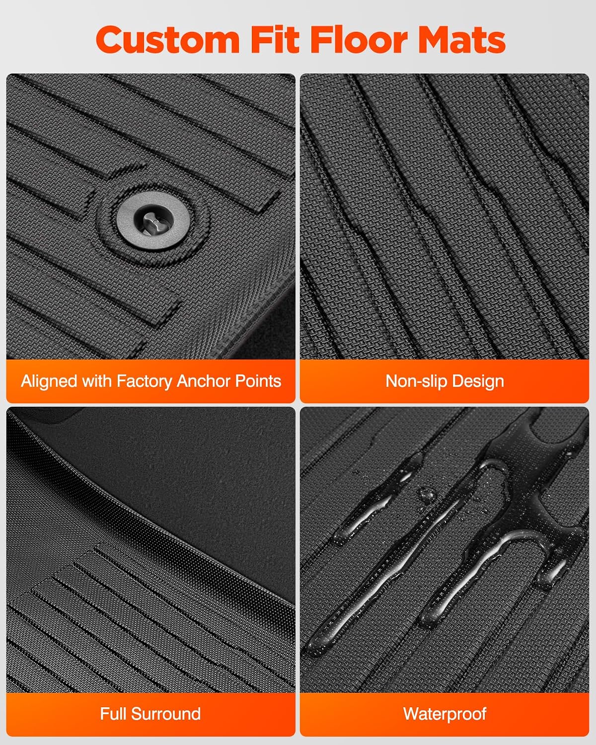 Car Floor Mats for Traverse Enclave: 2009-2017(Only with 2nd Row Bucket Seats) Cargo Trunk Liner, All Weather Rubber Accessories Tapetes Para Custom Fit for Chevy Traverse for Buick Enclave SUV Carpet