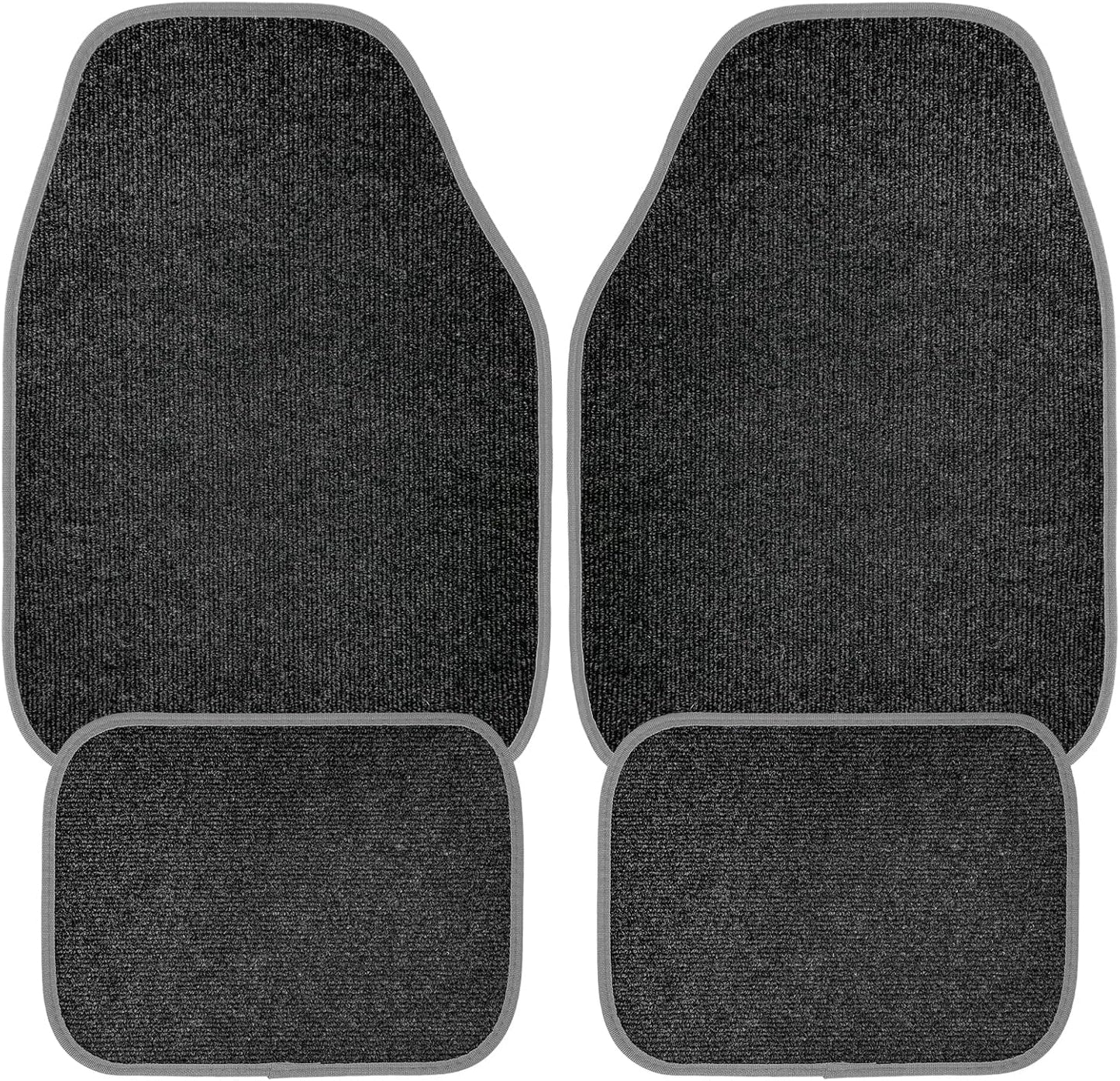 4PCS Car Floor Mats, Anti-Slip Waterproof Car Carpets with Safety Heel Pad, Heavy Duty Floor Mat for All Weather Protection, Universal Trim to Fit for Sedans Trucks SUVs (Black & Gray)