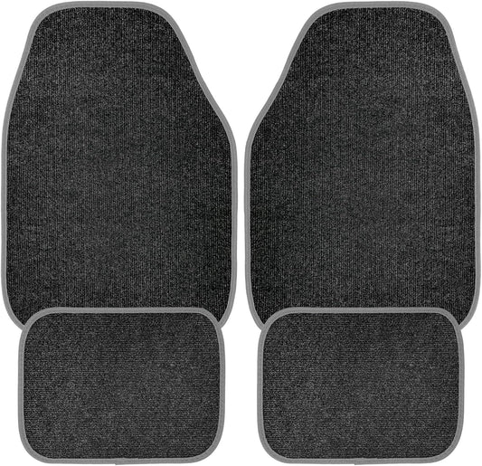 4PCS Car Floor Mats, Anti-Slip Waterproof Car Carpets with Safety Heel Pad, Heavy Duty Floor Mat for All Weather Protection, Universal Trim to Fit for Sedans Trucks SUVs (Black & Gray)