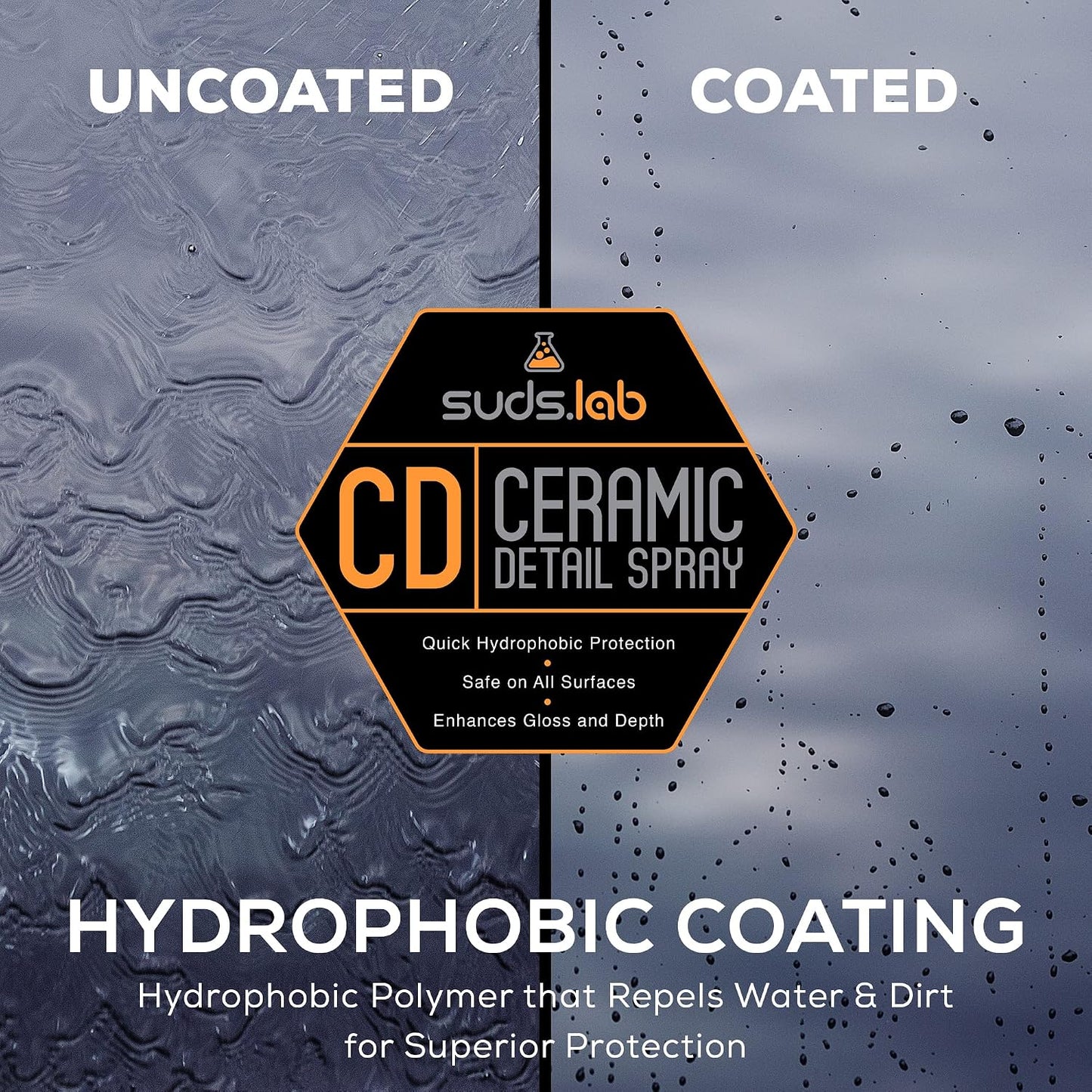 Suds Lab CD Ceramic Detail Spray, Wax Preserving Detailing Cleaner, Easy Surface Prep, Remove Dirt Dust And Oil, Water Repellent Protection, Easy To Use Spray For A Spot Free Shine 32 oz.