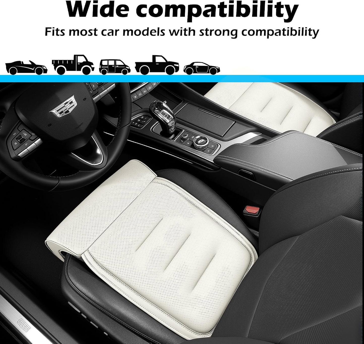 Car Seat Leg Extender Relieve Fatigue Car Seat Cushion with Leg Support for Long Driving, Memory Foam Legs Rest for Office Chairs Leg Support Cushion for Driver,Off White