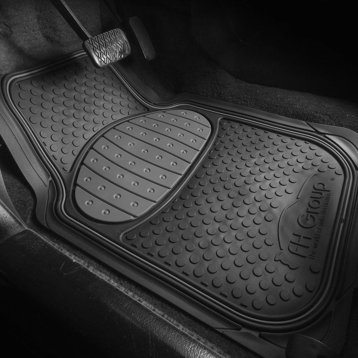 FH Group Car Floor Mats - Heavy-Duty Rubber Floor Mats for Cars, Universal Fit Full Set, Trimmable Automotive Floor Mats, ClimaProof Floor Mats For Most Sedan, SUV, Truck Floor Mats Gray
