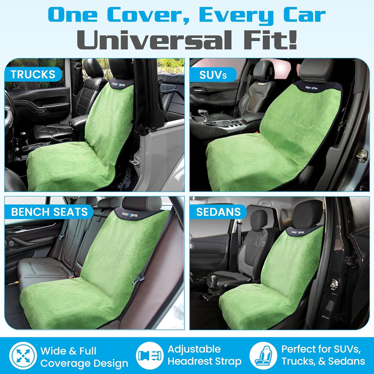 HAPPEGEAR Happeseat Waterproof Car Seat Cover & Protector, Green