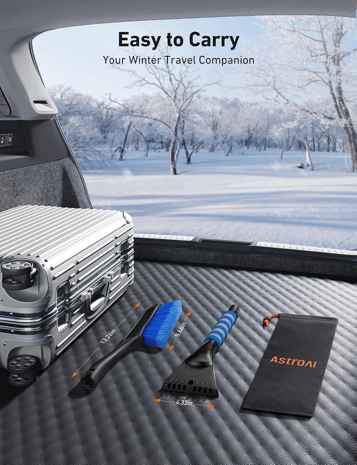 AstroAI 27" 2-in-1 Detachable Snow Brush & Ice Scrapers for Car Windshield